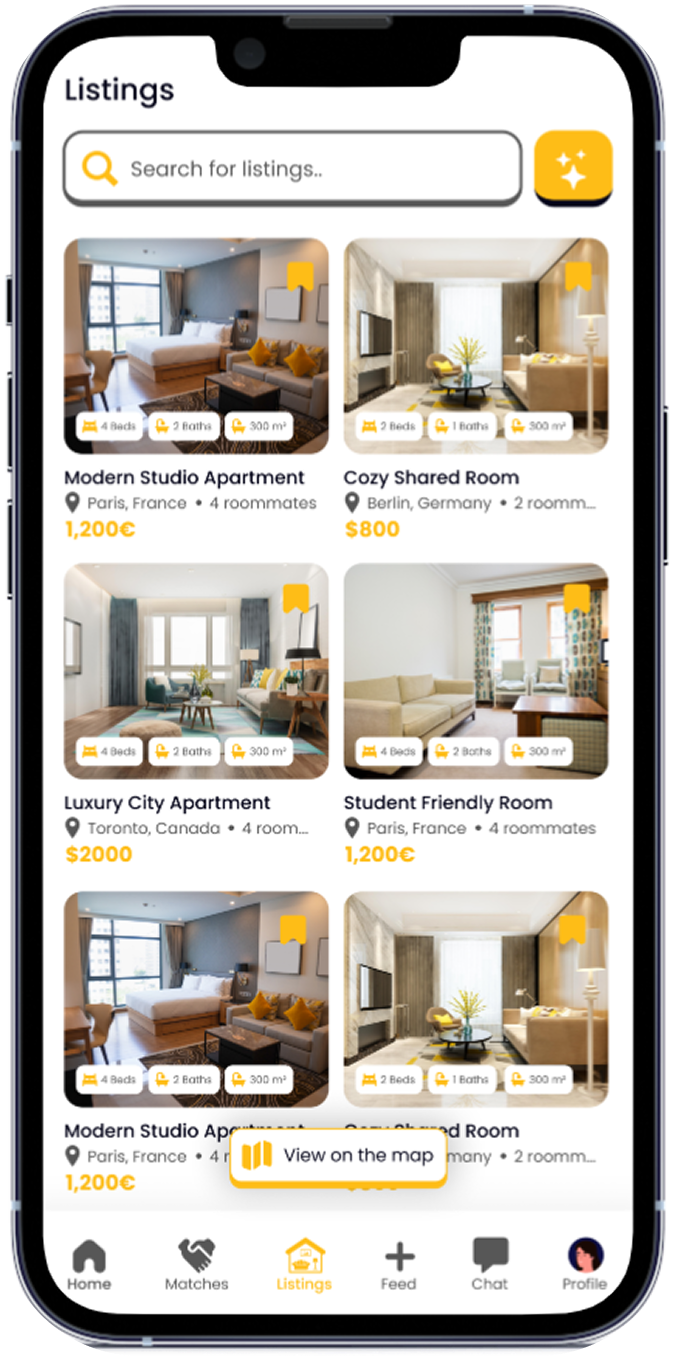 Roomy app listings and housing discovery